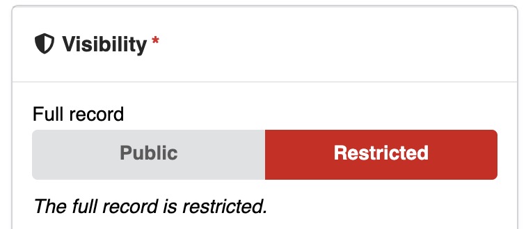 Visibility settings for an upload